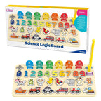 Baoli Science Logic Board Wooden Puzzle Educational Montessori Learning Board Numbers, Animals, Vehicles & Shapes