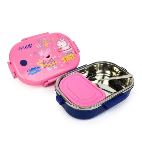 Youp 750ML Presents Peppa Pig Theme Kids Lunch Box Happy Bite, Stainless Steel Insulated Lunch Box Assorted Color