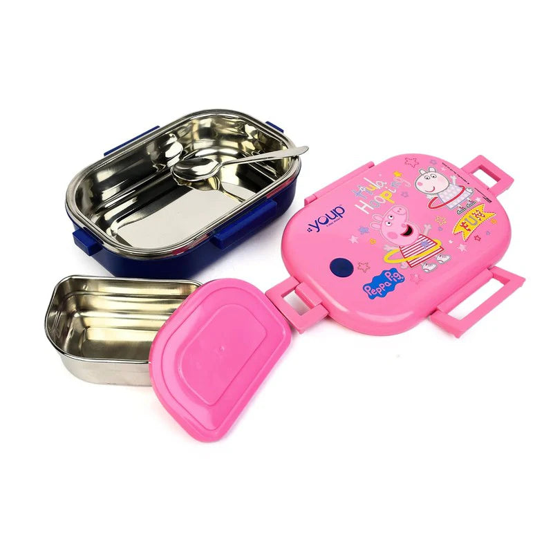 Youp 750ML Presents Peppa Pig Theme Kids Lunch Box Happy Bite, Stainless Steel Insulated Lunch Box Assorted Color