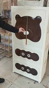 Rainbow Toys Kids Bear Wardrobe Multifunctional Collapsible Plastic Wardrobe Almirah for Kids- Storage Cabinet