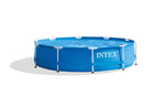 Intex 10 Foot x 30 Inch Round Metal Frame Backyard Above Ground Swimming Pool (28200)
