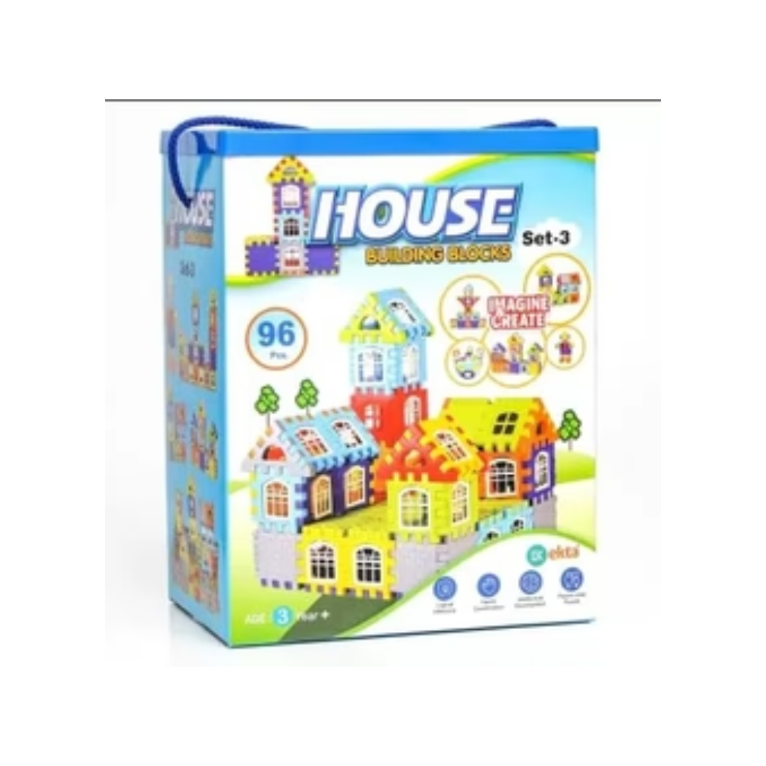 EKTA House Building Blocks with Windows Set-3 Building Blocks for Kids