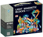 Dige Light Magnetic Tiles (202 Pcs) Building Blocks STEAM Educational Magnetic Marble Run