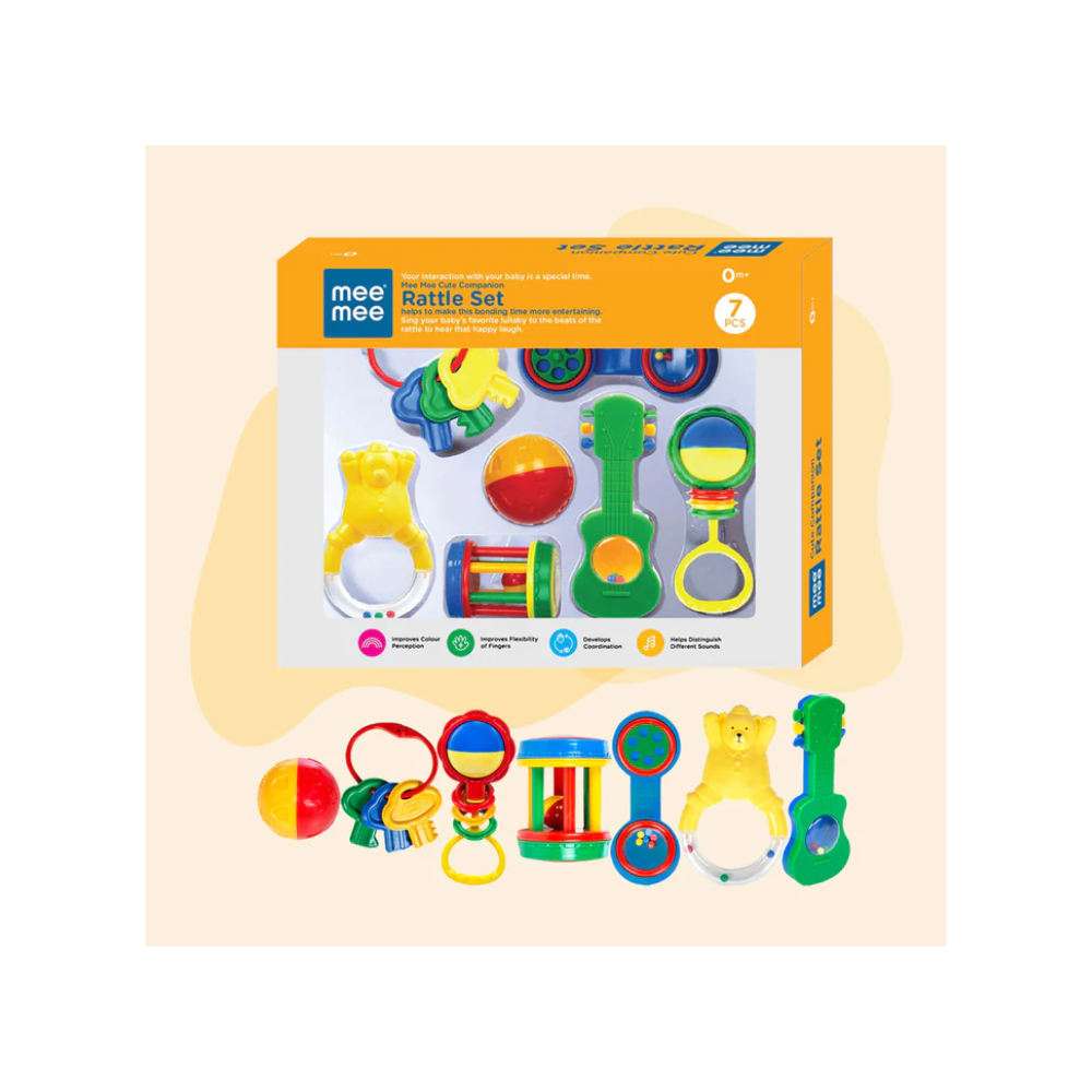 Mee Mee Baby Rattle Gift Set 7 Pieces - Baby Rattle for 0-12 Months