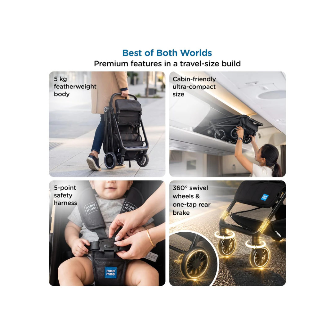 Mee Mee Easy Go Baby Stroller Black - Baby Stroller for 0-12 Months View 6