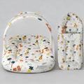 StarAndDaisy Baby Bed Set with Mosquito Net & Sleeping Bag Combo – Travel-Friendly Newborn Bed, Lion Print
