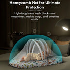 StarAndDaisy Baby Bed Set with Mosquito Net & Sleeping Bag Combo – Travel-Friendly Newborn Bed, Lion Print