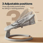 StarAndDaisy Smart Baby Rocker with Bluetooth, 5-Speed Swing, 3 Recline Positions, Music, Mosquito Net & Sunshade – Grey