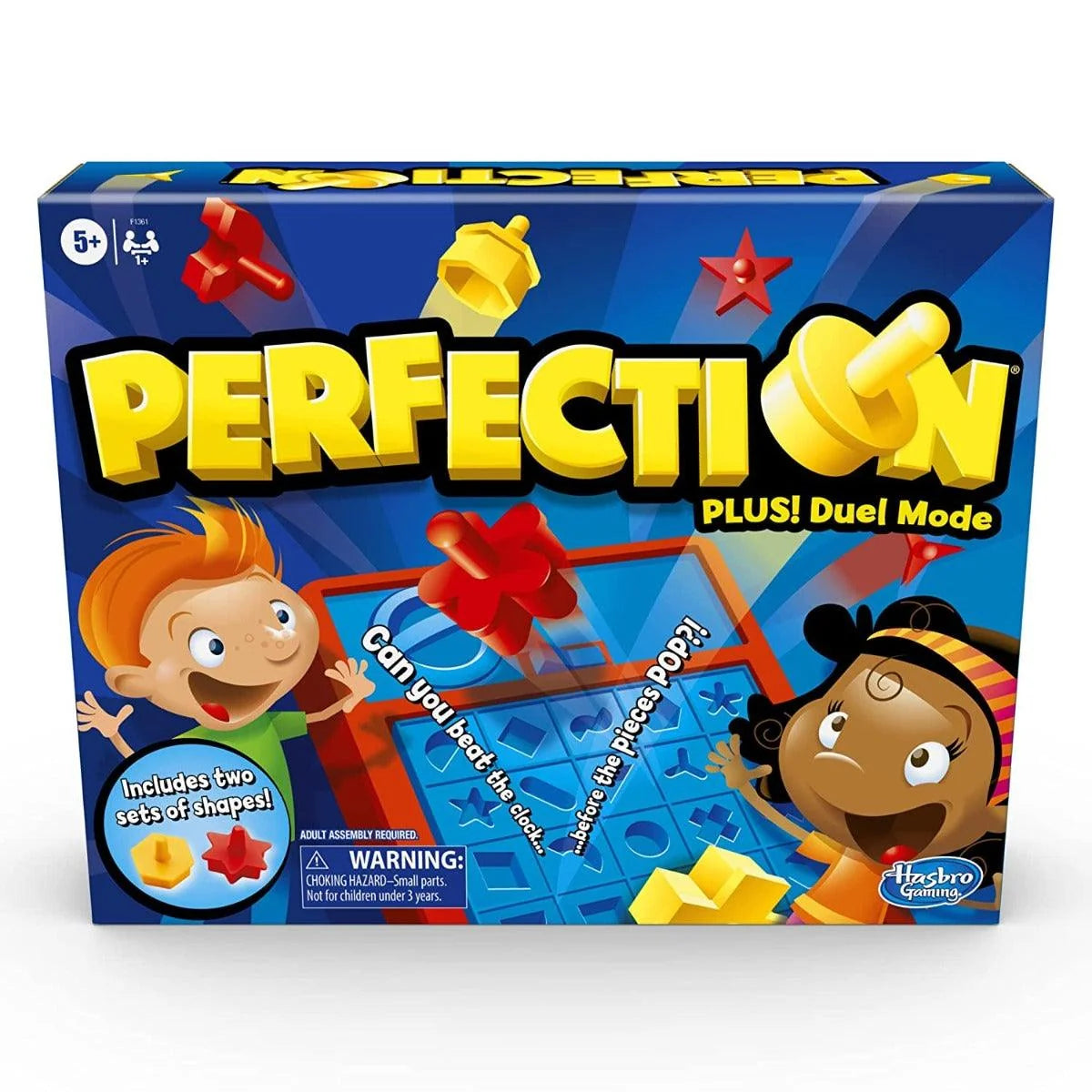 Hasbro Gaming Perfection Plus Board Game – Fast Shape Matching Game with Duel Mode