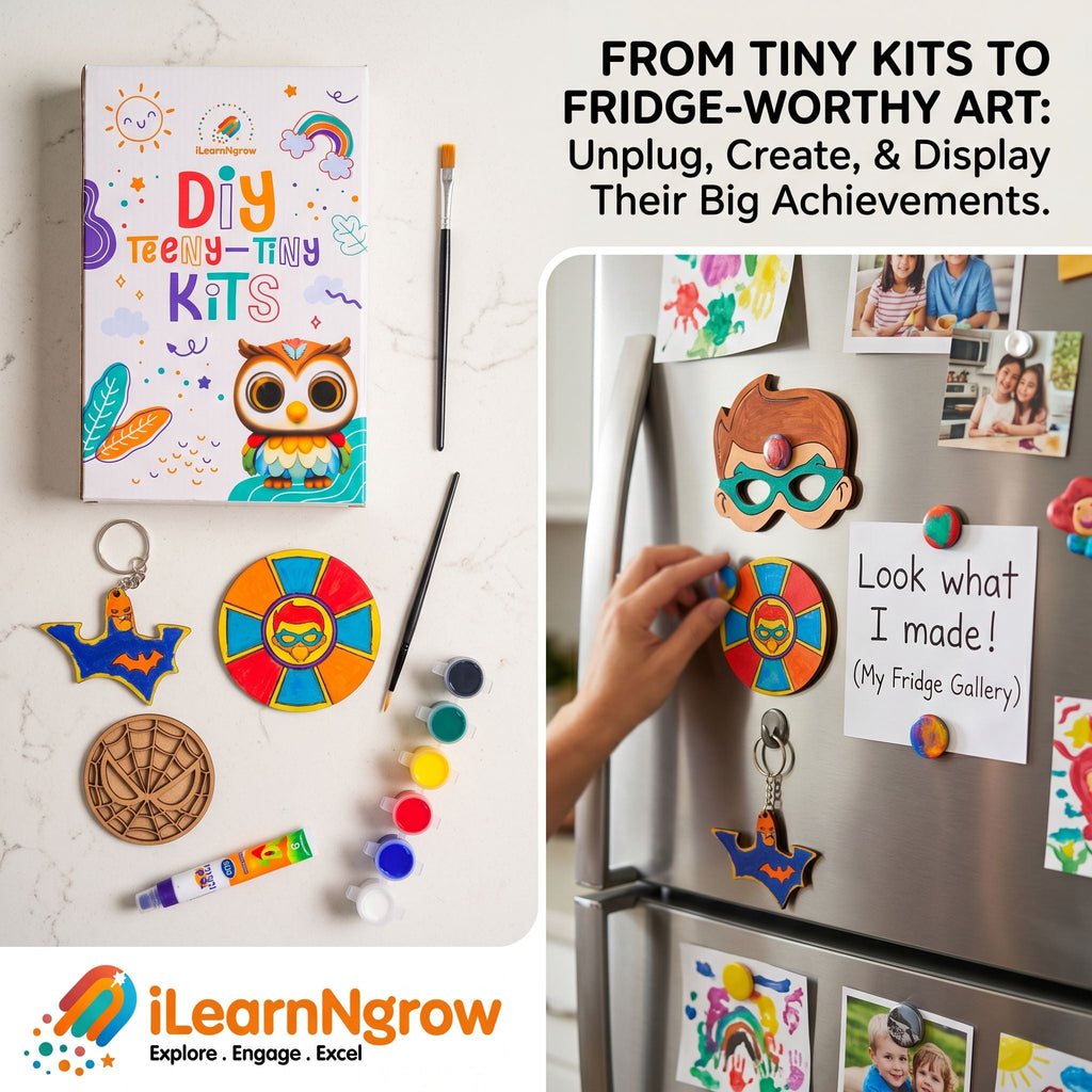 ilearnngrow Teeny Tiny DIY Superhero Painting Kit – 3‑in‑1 Craft Set for Kids