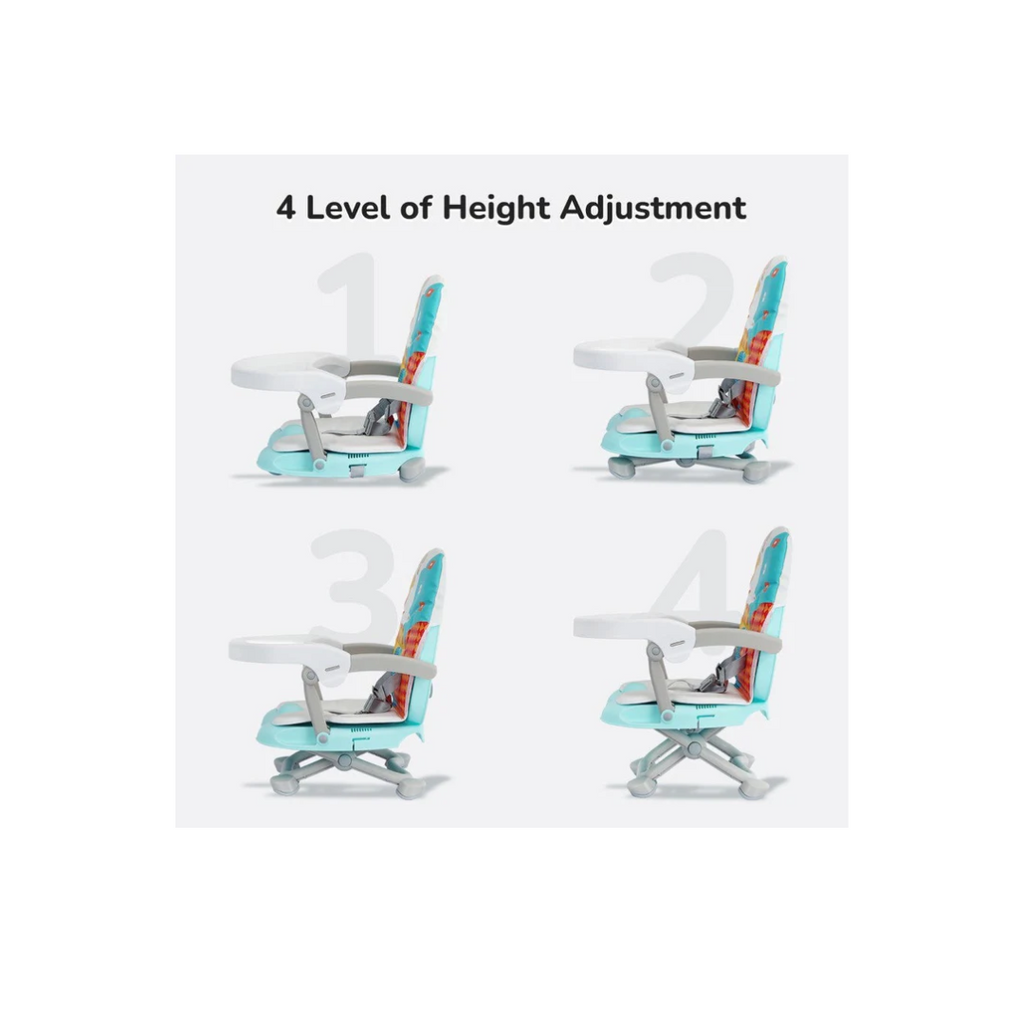 R for Rabbit Candy Pop Booster Chair - 4 Level Height Adjustment, Travel Friendly Aqua Blue - Baby Safety & Feeding View 3