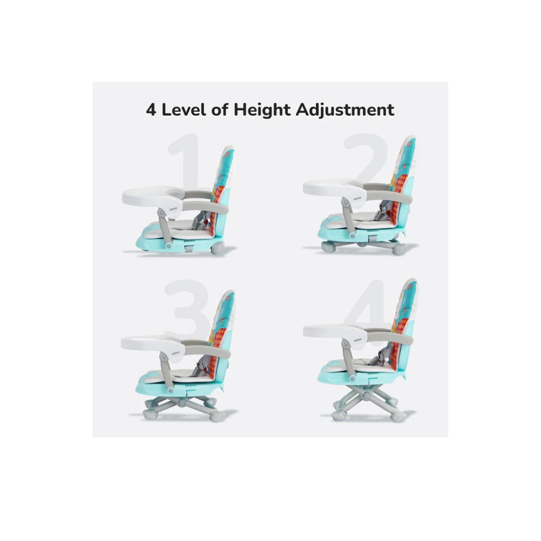 R for Rabbit Candy Pop Booster Chair - 4 Level Height Adjustment, Travel Friendly Aqua Blue - Baby Safety & Feeding View 3