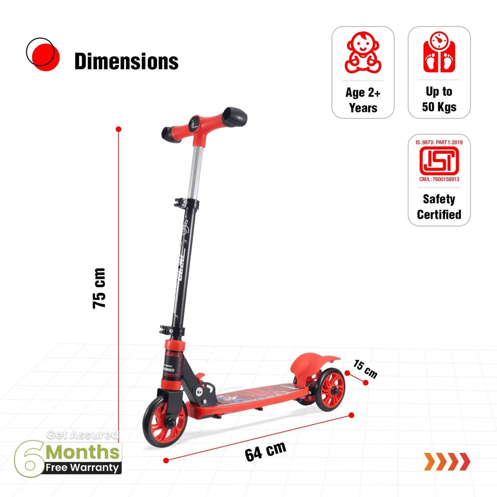R for Rabbit Road Runner Drift Foldable Kick Scooter for Kids PVC Wheels & Rear Brake – Pure Black