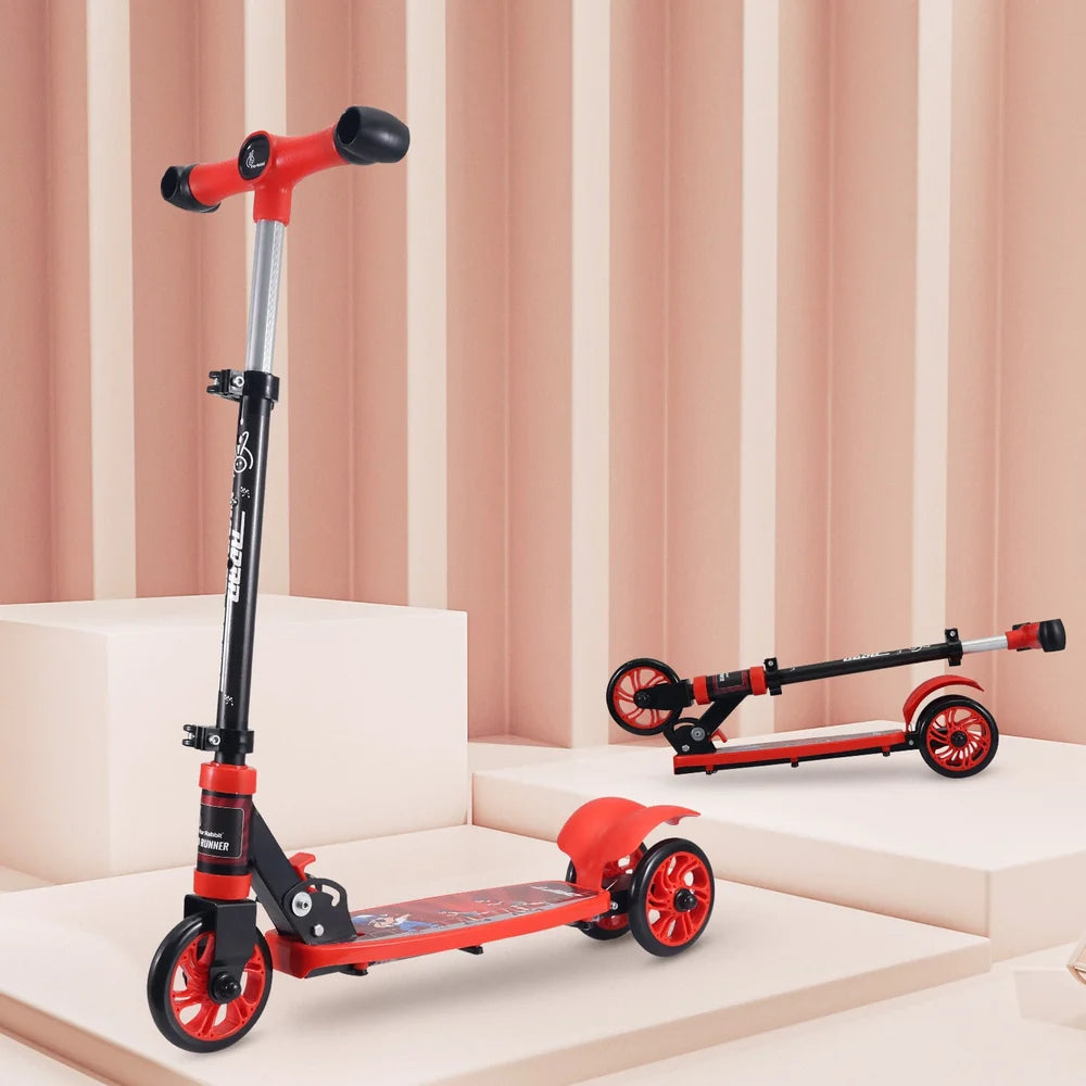R for Rabbit Road Runner Drift Foldable Kick Scooter for Kids PVC Wheels & Rear Brake – Pure Black