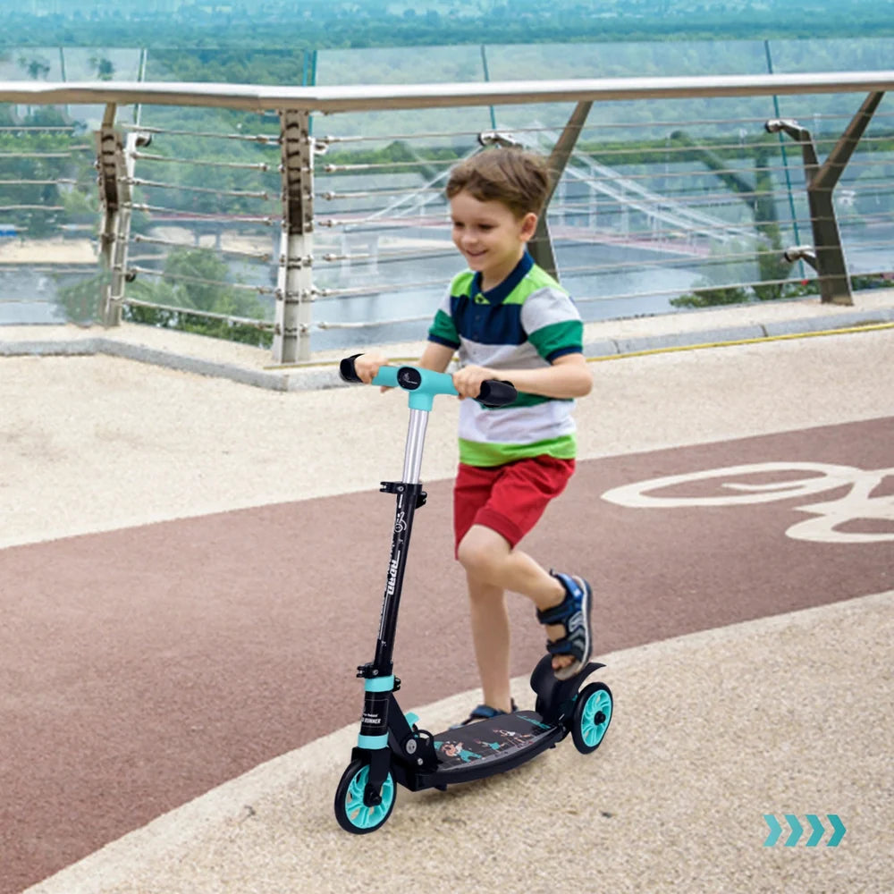 R for Rabbit Road Runner Drift Foldable Kick Scooter for Kids PVC Wheels & Rear Brake – Lake Blue