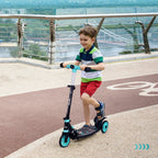 R for Rabbit Road Runner Drift Foldable Kick Scooter for Kids PVC Wheels & Rear Brake – Lake Blue