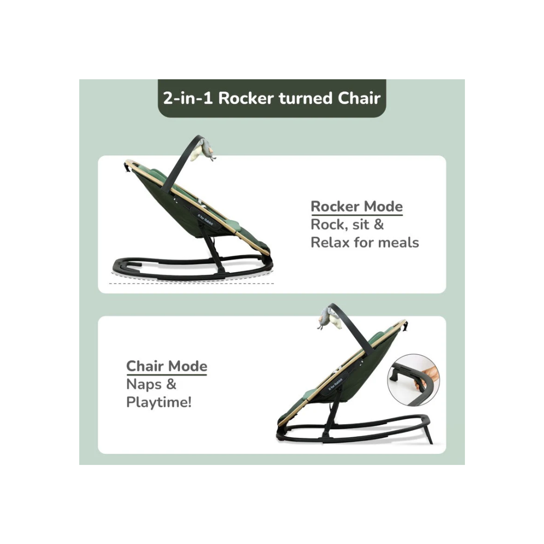 R For Rabbit Rock N Nap Bliss Olive Green - Baby Rocker & Swing for 0-12 Months View 3