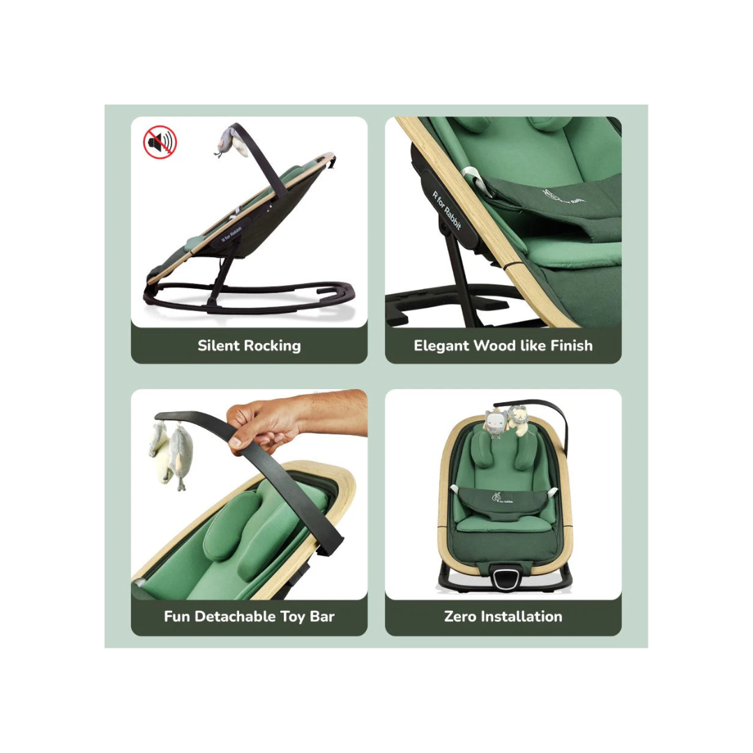 R For Rabbit Rock N Nap Bliss Olive Green - Baby Rocker & Swing for 0-12 Months View 4