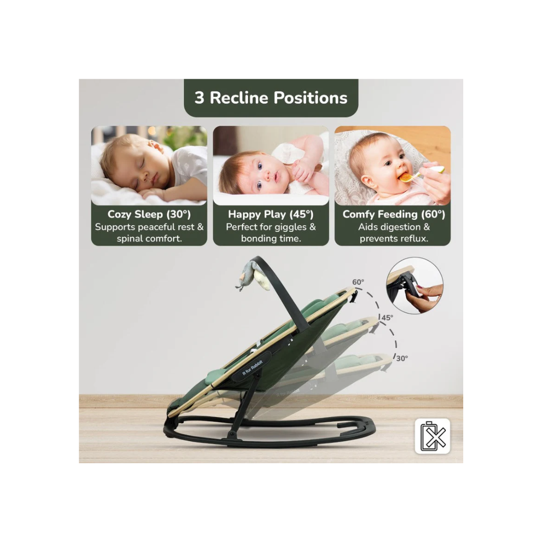 R For Rabbit Rock N Nap Bliss Olive Green - Baby Rocker & Swing for 0-12 Months View 5
