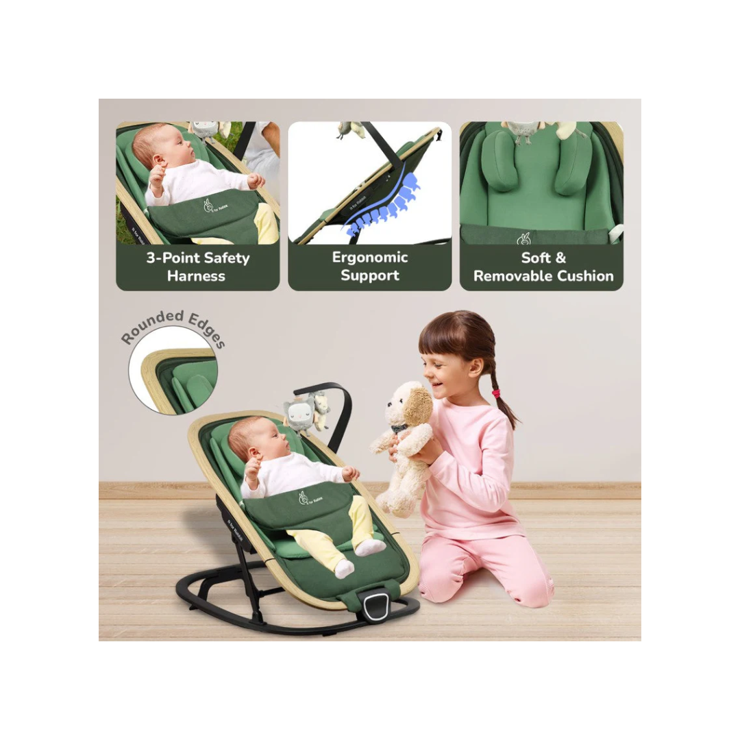 R For Rabbit Rock N Nap Bliss Olive Green - Baby Rocker & Swing for 0-12 Months View 7