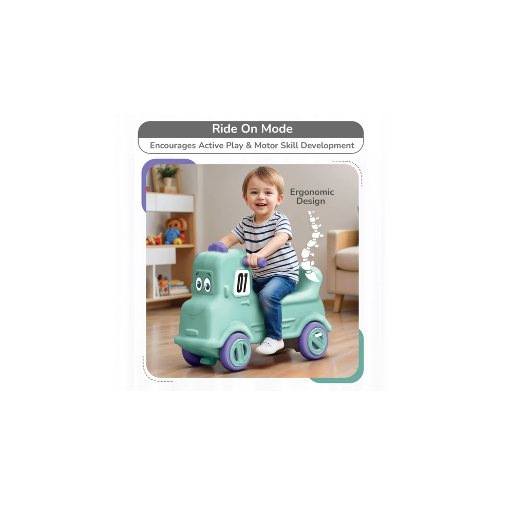 R For Rabbit Rock N Ride 3-in-1 Playtime Buddy Green Purple - Ride-On Toy for 0-12 Months View 2