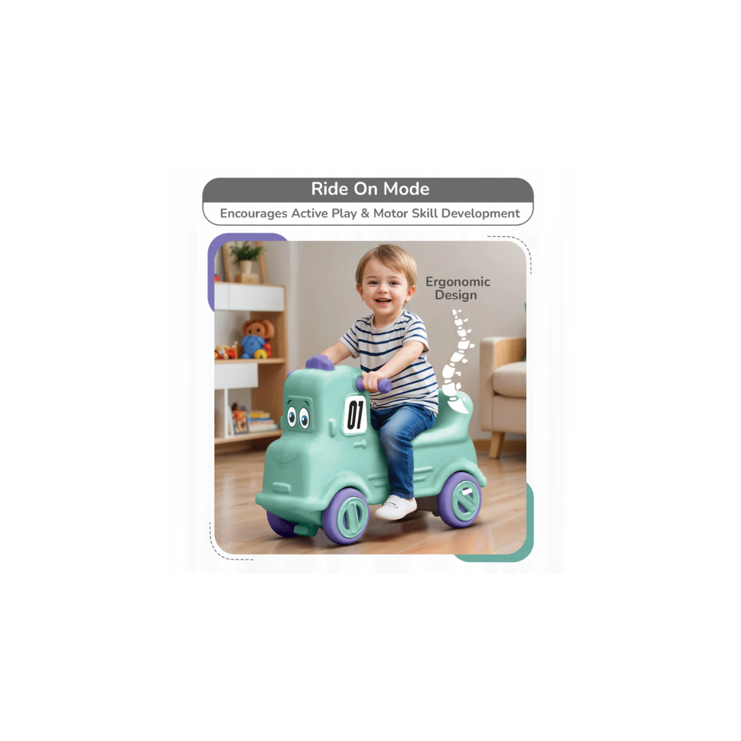 R For Rabbit Rock N Ride 3-in-1 Playtime Buddy Green Purple - Ride-On Toy for 0-12 Months View 2