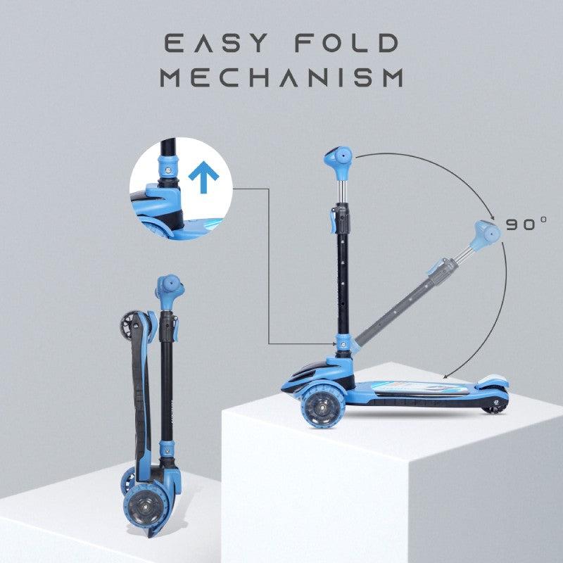 R For Rabbit Road Runner Racer Scooter - PU LED Wheels, 4 Level Height Adjustment, Anti Slip Deck  Blue Black