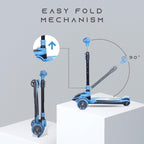 R For Rabbit Road Runner Racer Scooter - PU LED Wheels, 4 Level Height Adjustment, Anti Slip Deck  Blue Black