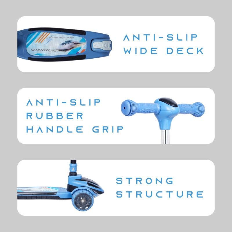 R For Rabbit Road Runner Racer Scooter - PU LED Wheels, 4 Level Height Adjustment, Anti Slip Deck  Blue Black