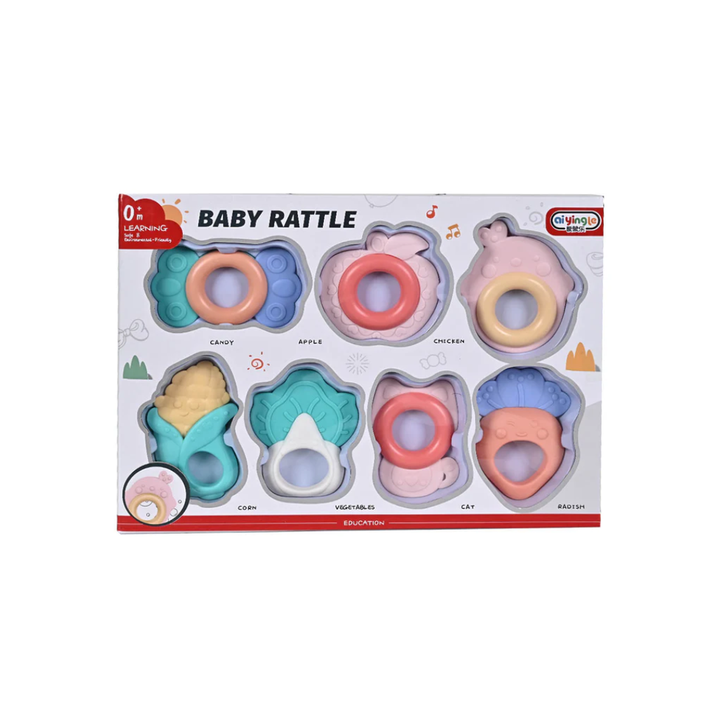 Rainbow Toys Learning Baby Rattle 7 Pcs Set - Baby Rattle for 0-12 Months