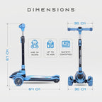 R For Rabbit Road Runner Racer Scooter - PU LED Wheels, 4 Level Height Adjustment, Anti Slip Deck  Blue Black