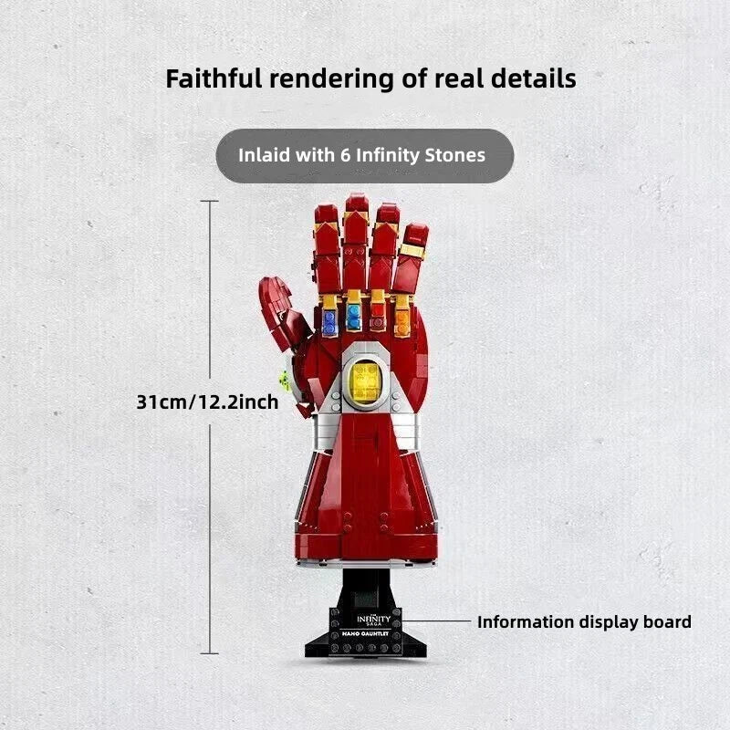 Marvel Infinity Saga Nano Gauntlet Building Blocks Set 675 Pieces Iron Man Gauntlet Display Model