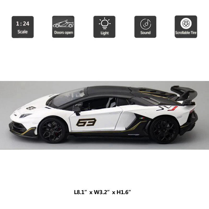 CCA 1:24 Lamborghini Aventador SVJ 63 Model Car Diecast Toy Car