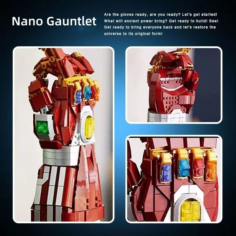 Marvel Infinity Saga Nano Gauntlet Building Blocks Set 675 Pieces Iron Man Gauntlet Display Model