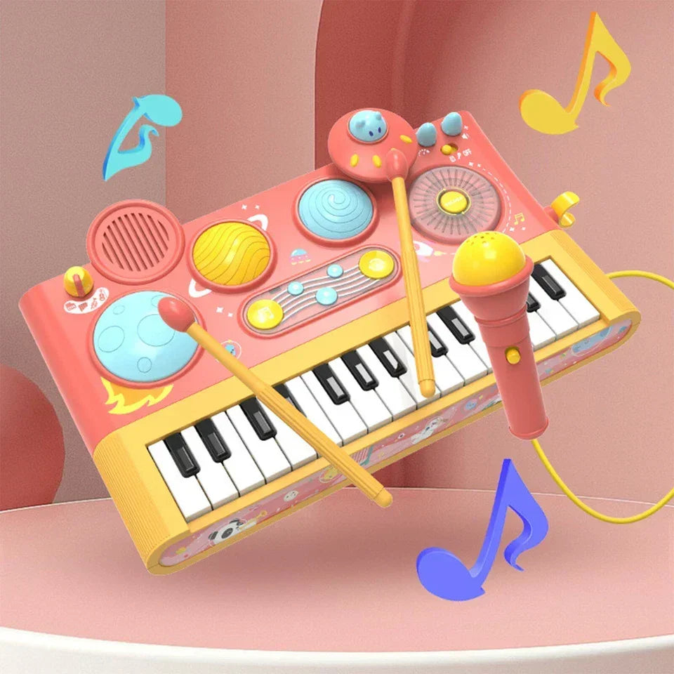 Early Learning Piano Keyboard Toy Infant Toys – Electronic Music Set with Microphone, Lights & Educational Modes