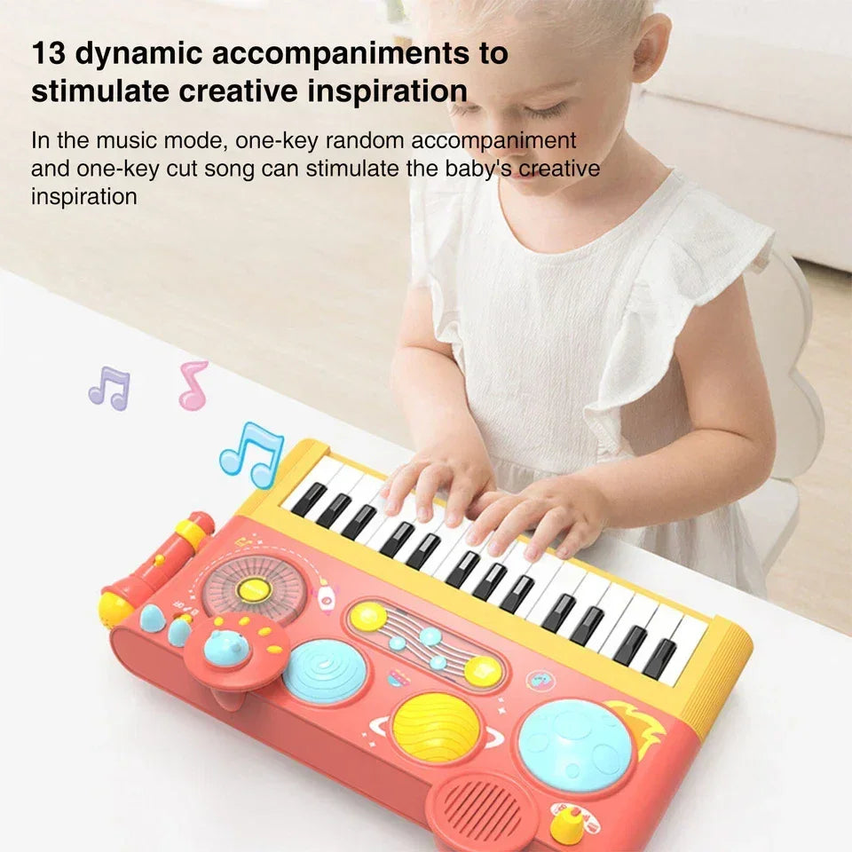 Early Learning Piano Keyboard Toy Infant Toys – Electronic Music Set with Microphone, Lights & Educational Modes