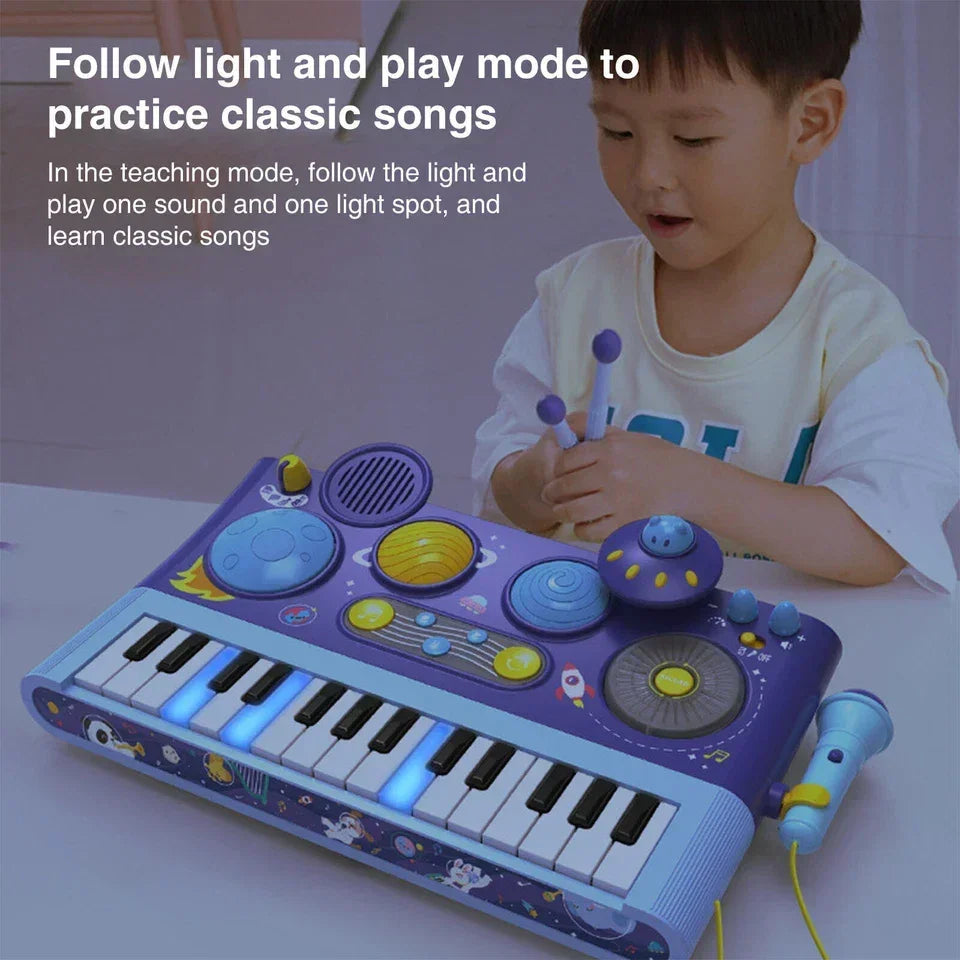 Early Learning Piano Keyboard Toy Infant Toys – Electronic Music Set with Microphone, Lights & Educational Modes
