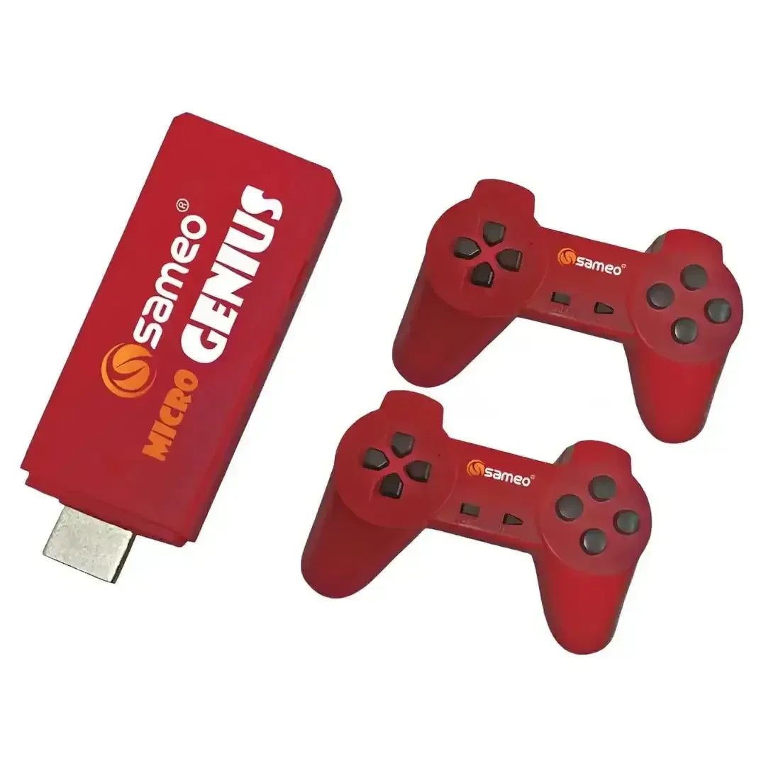 Sameo Micro Genius 8-Bit HDMI Gaming Console 800 Classic Games Dual Wireless Controllers Plug & Play TV Console Red