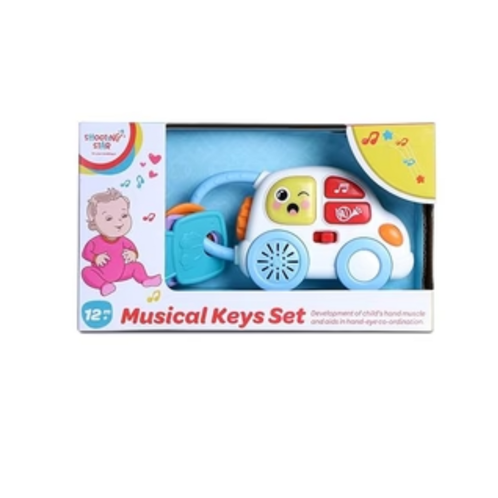 Shooting Star Baby Musical Toy Keys with Baby Wheel Baby Car Set Toy 12+ Month Multicolor - Musical Toy for 0-12 Months