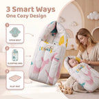 StarAndDaisy 3-in-1 Baby Sleeping Bag, Lounger & Baby Bed – 0–6 Months, Ocean Print