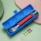Rainbow Toys Building Blocks Design Stainless Steel Spoon and Fork Set