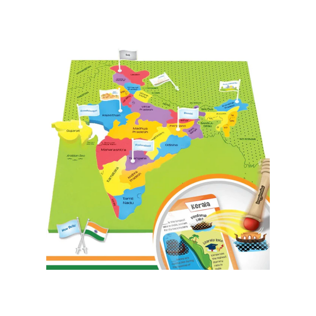 ImagiMake Mapology India Map with Flash Card