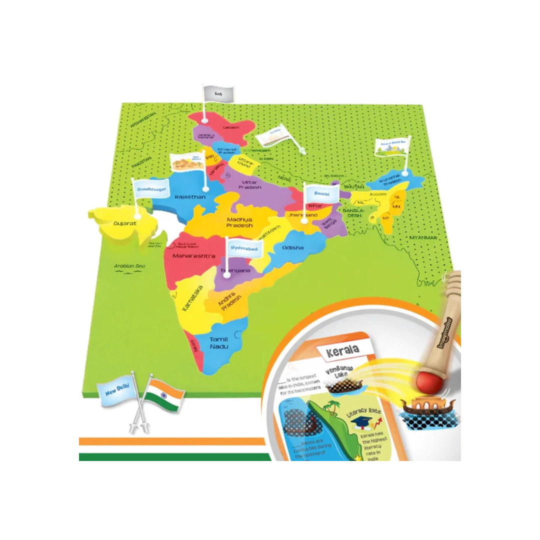 ImagiMake Mapology India Map with Flash Card