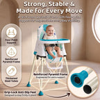 StarAndDaisy 3-in-1 Baby High Chair with Adjustable Double Tray & 3-Point Safety Belt – Blue & White