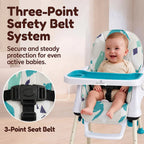 StarAndDaisy 3-in-1 Baby High Chair with Adjustable Double Tray & 3-Point Safety Belt – Blue & White