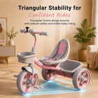 StarAndDaisy Kids Tricycle with Dual Storage Baskets & Safety Belt – 2–5 Years, Pink