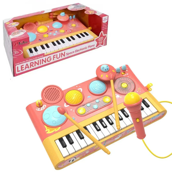 Early Learning Piano Keyboard Toy Infant Toys – Electronic Music Set with Microphone, Lights & Educational Modes