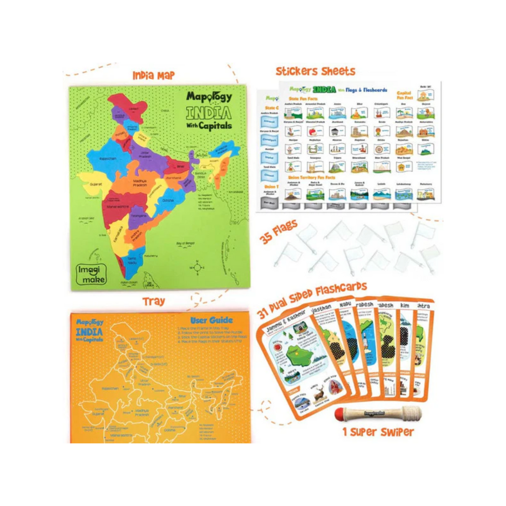 ImagiMake Mapology India Map with Flash Card