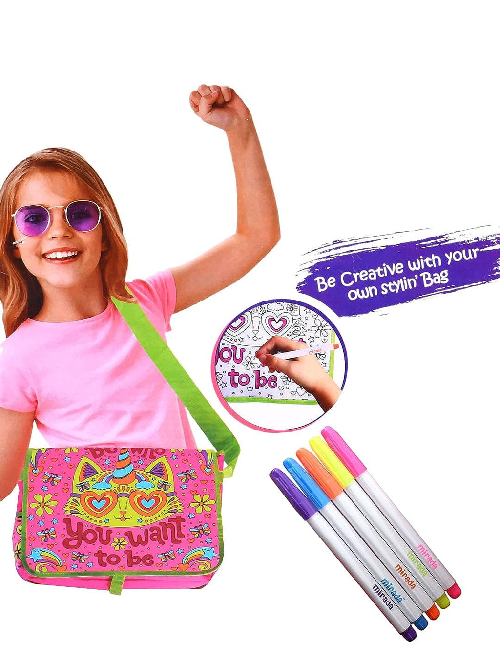 Mirada Color Your Own Caticorn Shoulder Bag
