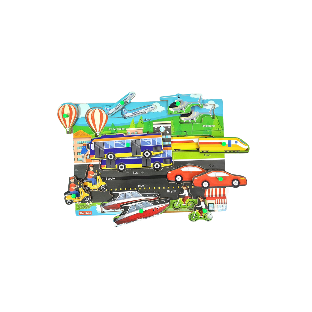 Bumbee Transport Adventures: Wooden Board Puzzle